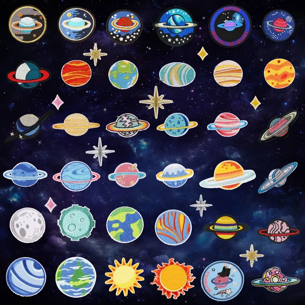 1pcs Space Universe Patch for Clothing Iron on Embroidered Sew Applique Cute Patch Fabric Badge Garment DIY Apparel Accessories
