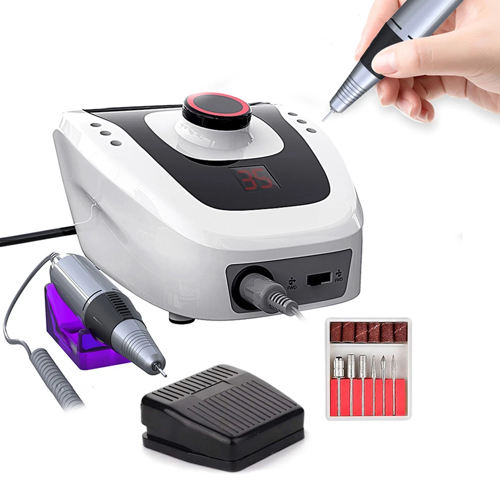 35000/20000 RPM Pro Electric Nail Drill Machine Apparatus for Manicure Pedicure with Cutter Nail Drill Art Machine Kit Nail tool