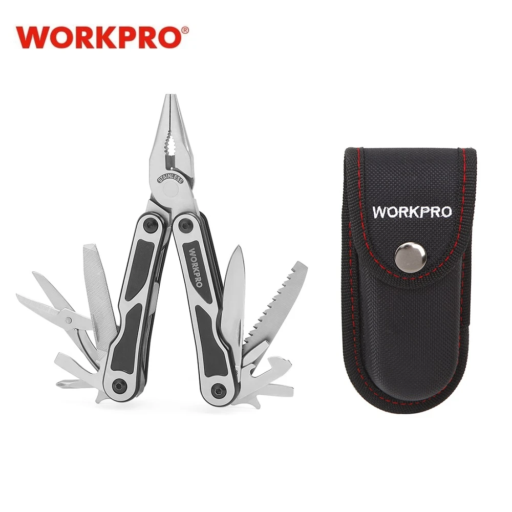 WORKPRO 15 in 1 Multi Plier Stainless Steel Multitool Wire Stripper Crimping tool Knife Cable Cutter