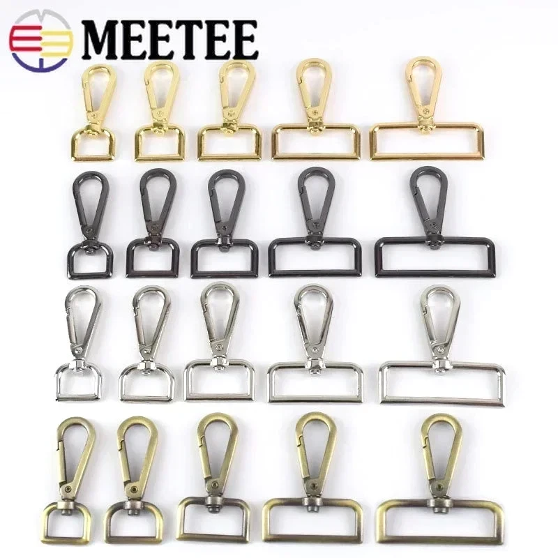 10pc 16-50mm Meetee Handbag Straps Metal Buckles Collar Lobster Clasp Swivel Trigger Clips Snap Hook DIY Leather Craft Accessory