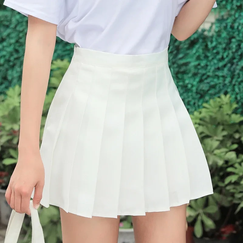 Pleated Skirt Student 2021 Spring Summer Preppy White Black Short Skirt Cute Korean Ladies High-waisted A Line Skirts Asian Size