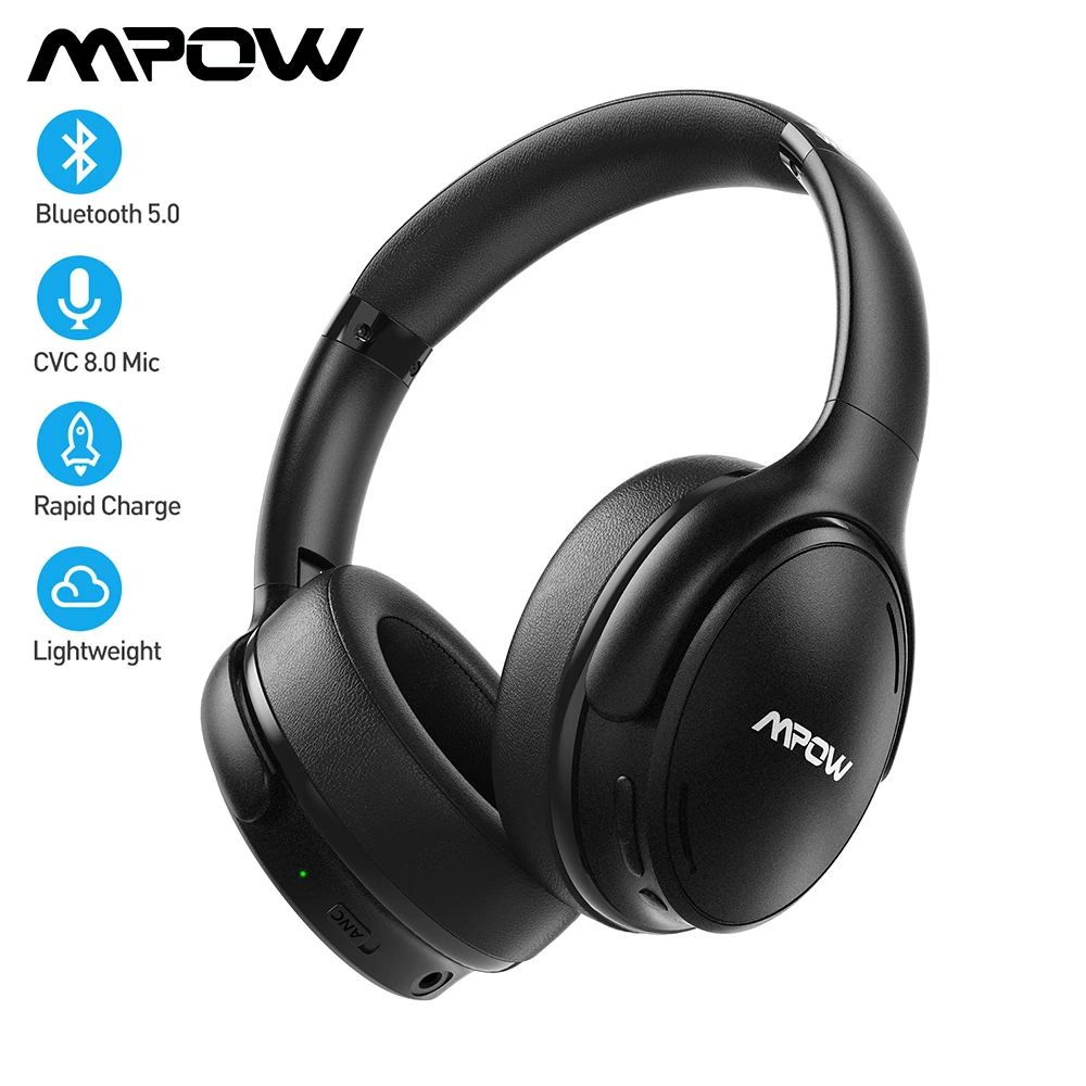 Mpow H19 IPO Wireless Bluetooth Headphones ANC Active Noise Cancelling Headset with Carrying Bag for Huawei Iphone Galaxy Phones