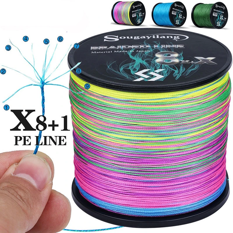 Sougayilang 9 Strands Super Strong PE Fishing Line 300M 500M 1000M  Strong Abrasion Resistance Multifilament Fishing Line Pesca