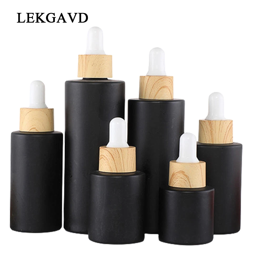 Dropper Bottle Tubes Frosted Black Glass Aromatherapy Refillable Bottle For Essential Massage Oil Pipette Container