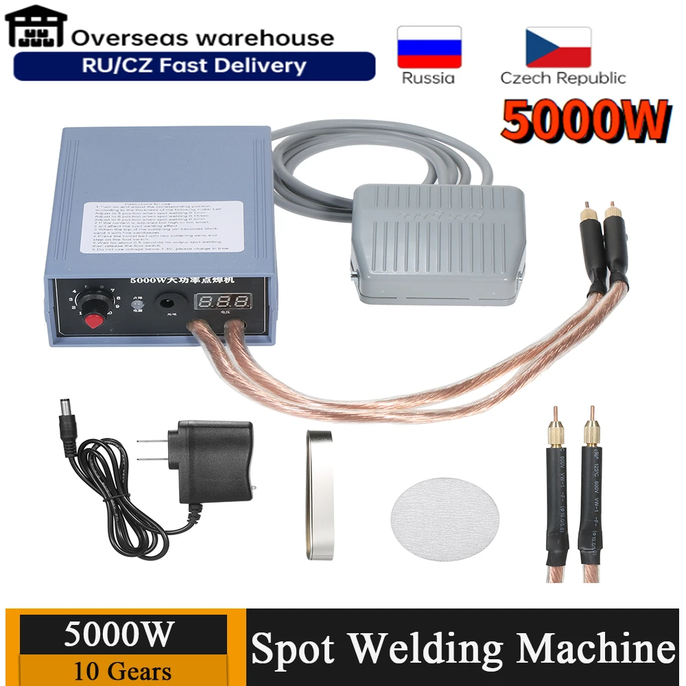 Spot Welder 5000W High Power Handheld Spot Welding Machine Portable 0-800A Current Adjustable Welders for 18650 Battery