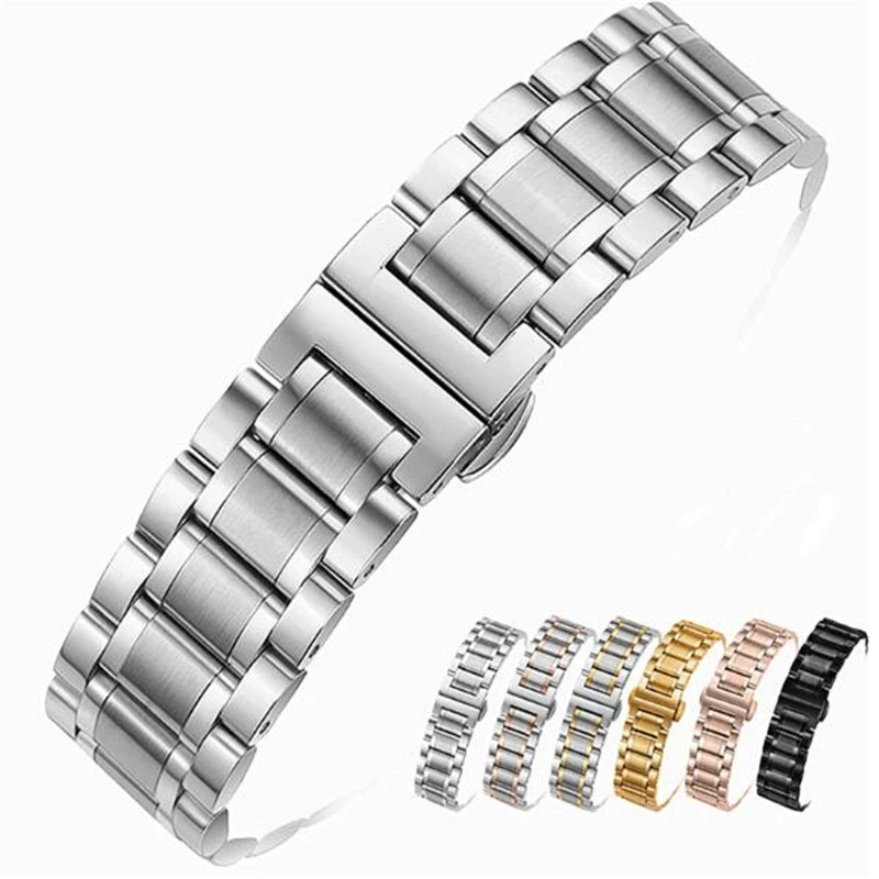 Watch Band Strap Stainless Steel 12/14/15/16/17/18/19/20/21/22/23/24mm Watch Bracelet for Quartz Watch Men