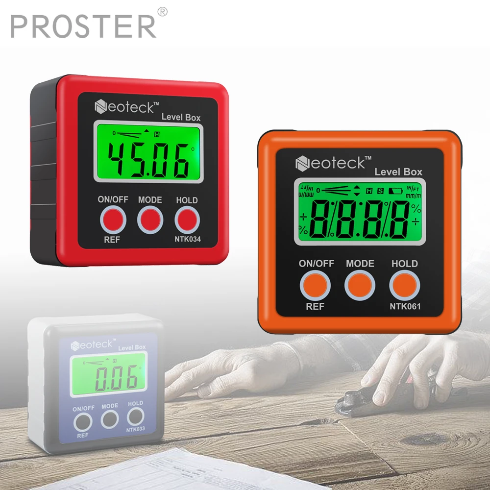 Proster Precision Digital Level Box Measurment Tool Digital Angle Gaug 4*90° LCD Protractor Magnetic Base Inclinometer Test Tool