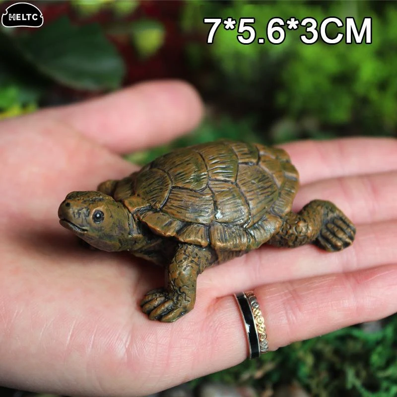 1/2PCS Turtle Figurine Animal Miniature Figures Decoration Animal Statue Resin/Rubber Craft