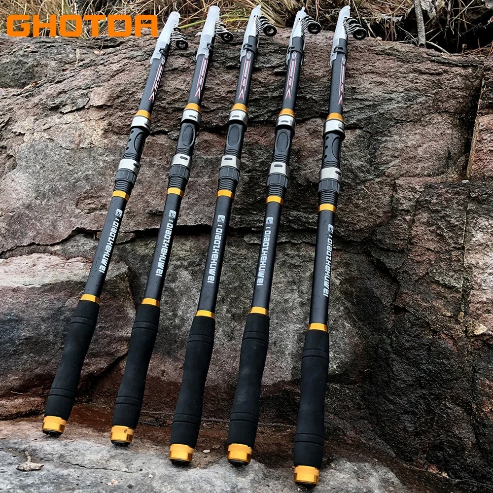 GHOTDA Telescopic Fishing Rod 2.1M -3.6M Carp Fishing Rod feeder Hard FRP Carbon Fiber fishing pole