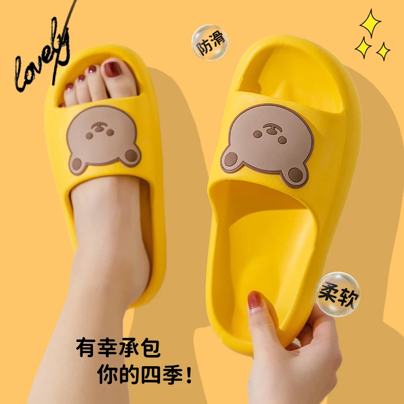 2021 Women Thick Sole Slippers Indoor Home Non-slip Slippers Graffiti Casual Beach Slides EVA Quality Cartoon Bear Animals Shoes