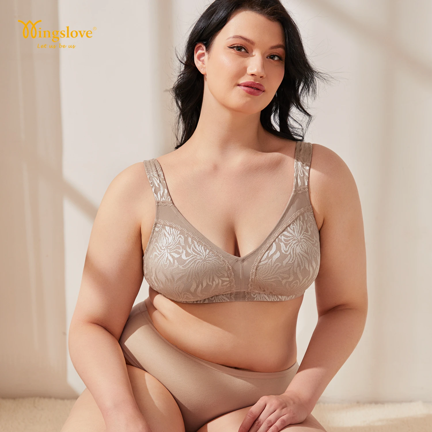 Wingslove's Breast Minimizer Bra Full Coverage Wirefree Plus Size Non Padded Lingerie