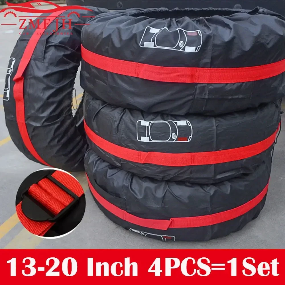 4Pcs/Lot Car Spare Tire Cover Case Polyester Auto Wheel Tires Storage Bags Vehicle Tyre Accessories Dust-proof Protector Styling