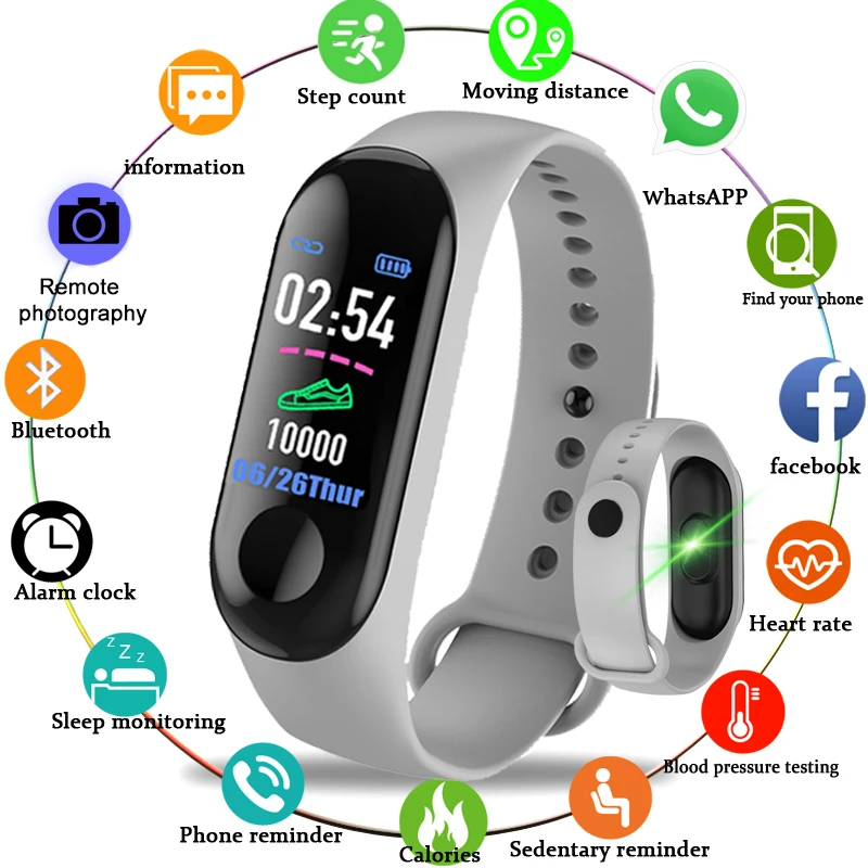 Electronic Smart Watch Women Men Unisex Heart Rate Monitor Fitness Tracker Smartwatch For Android Phone M3 M5 Watches For Xiaomi