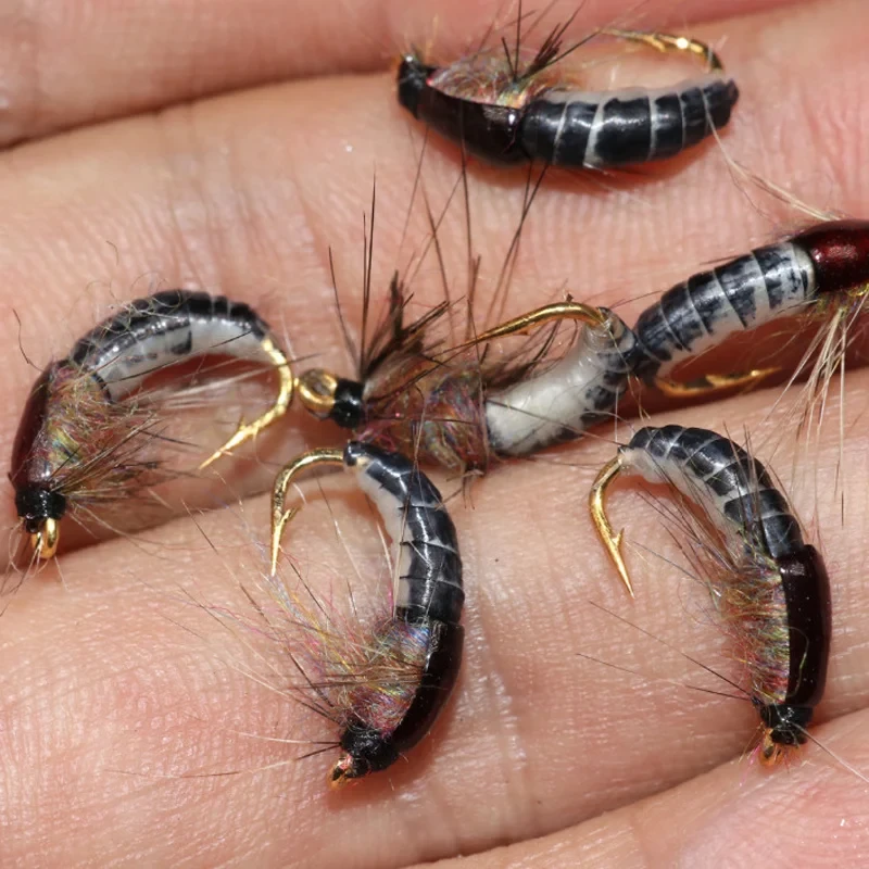 1PC New  #12 Realistic Nymph Scud Fly For Trout Fishing Artificial Insect Bait Lure Simulated Scud Worm Fishing Lure
