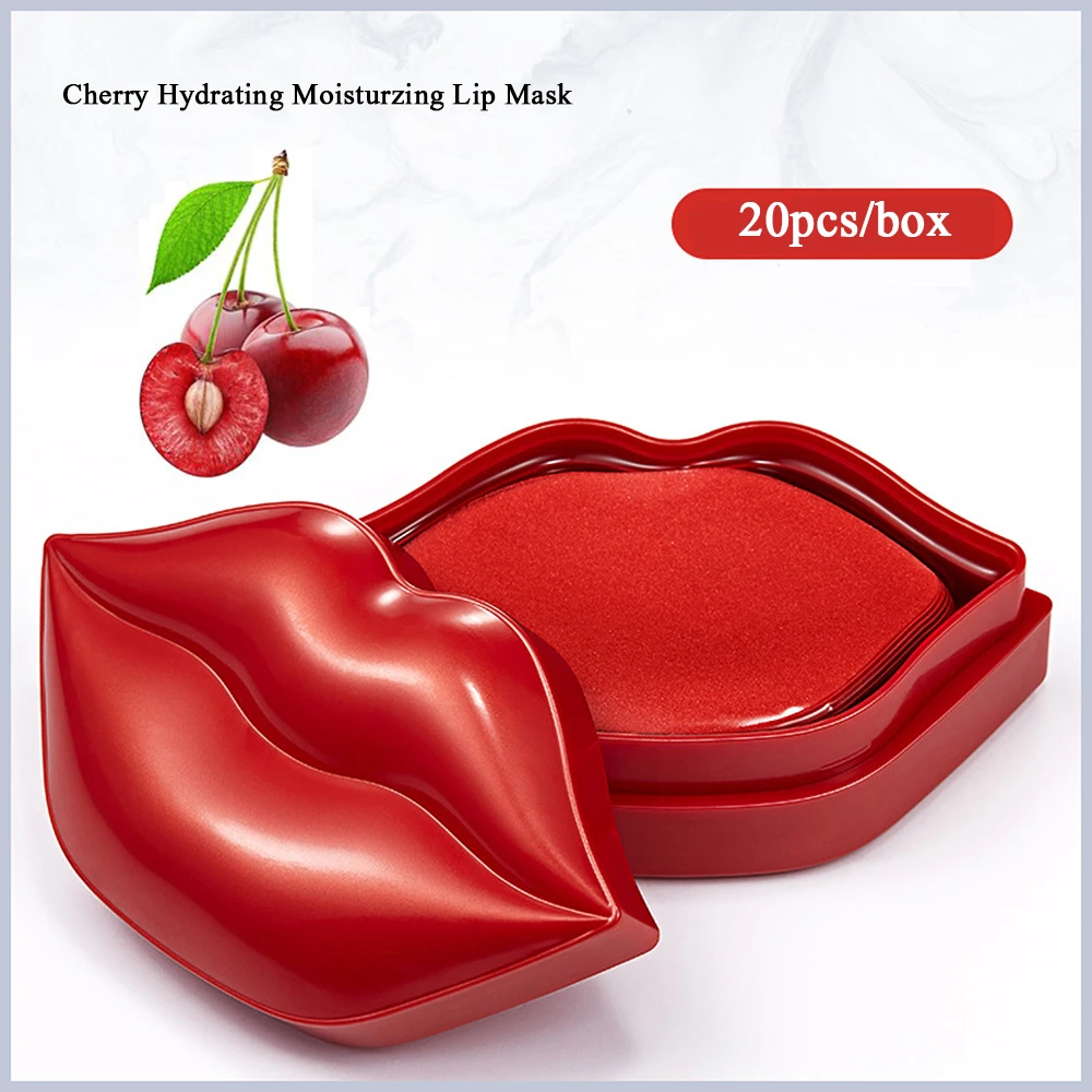 Lip Mask Cherry Crystal Collagen Anti-Ageing Wrinkle Pad Lips Masks Peel Off Lasting Moisturizing Nourish Lips Care