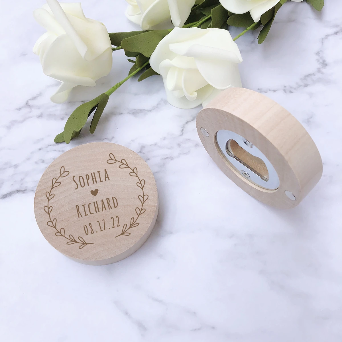 Personalized Wedding Favor Bottle Opener Fridge Magnet Wooden Magnetic Bottle Opener Party Favor Wedding Gift Souvenir For Guest