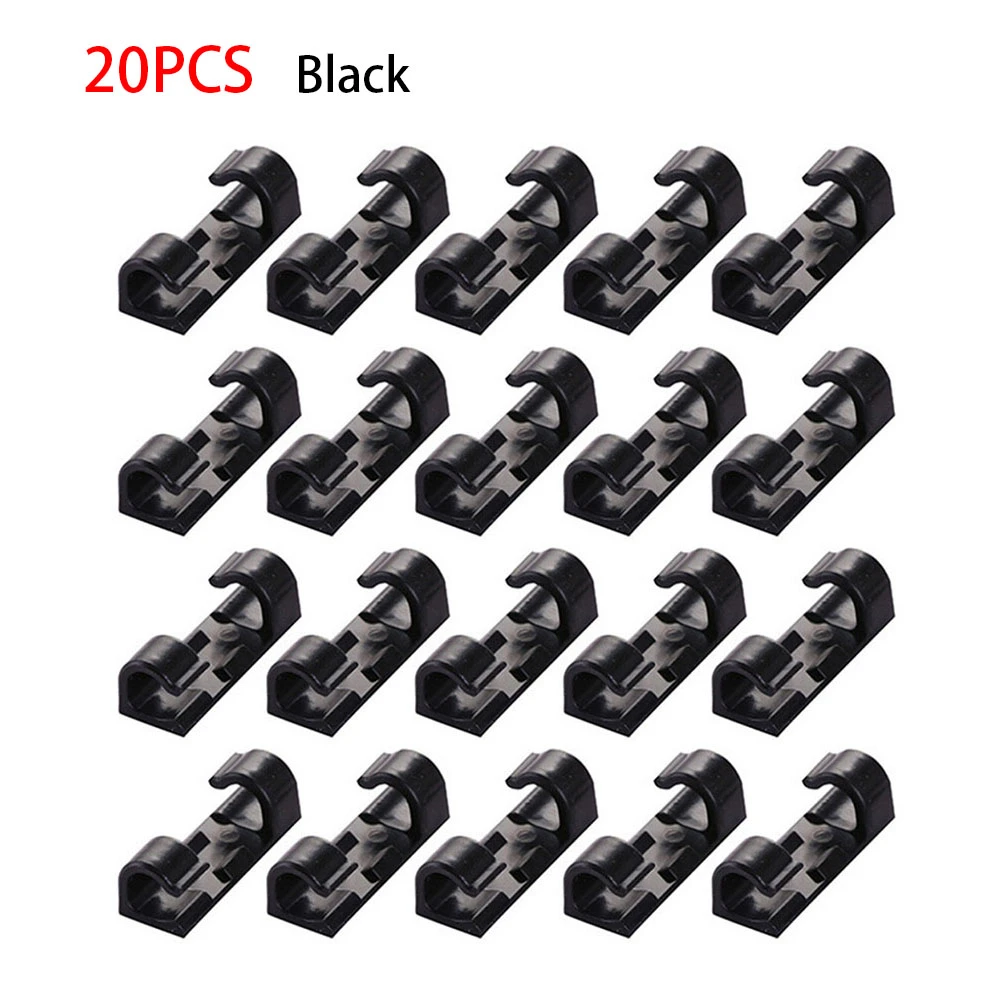 20pcs/Set Cable Winder Clip Adhesive Charger Clasp Desk Wire Cord Earphone Telephone Line Tie Fixer USB Organizer Clips Holder