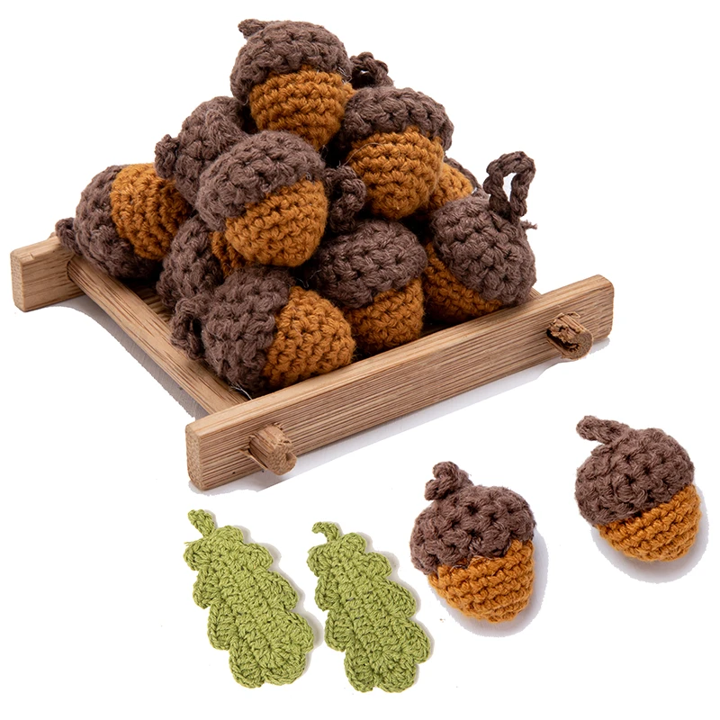 10pc Wooden Crochet Beads Leaves Chewable Beads DIY Wooden Teething Knitting Beads Jewelry Crib Sensory Toy Baby Teether