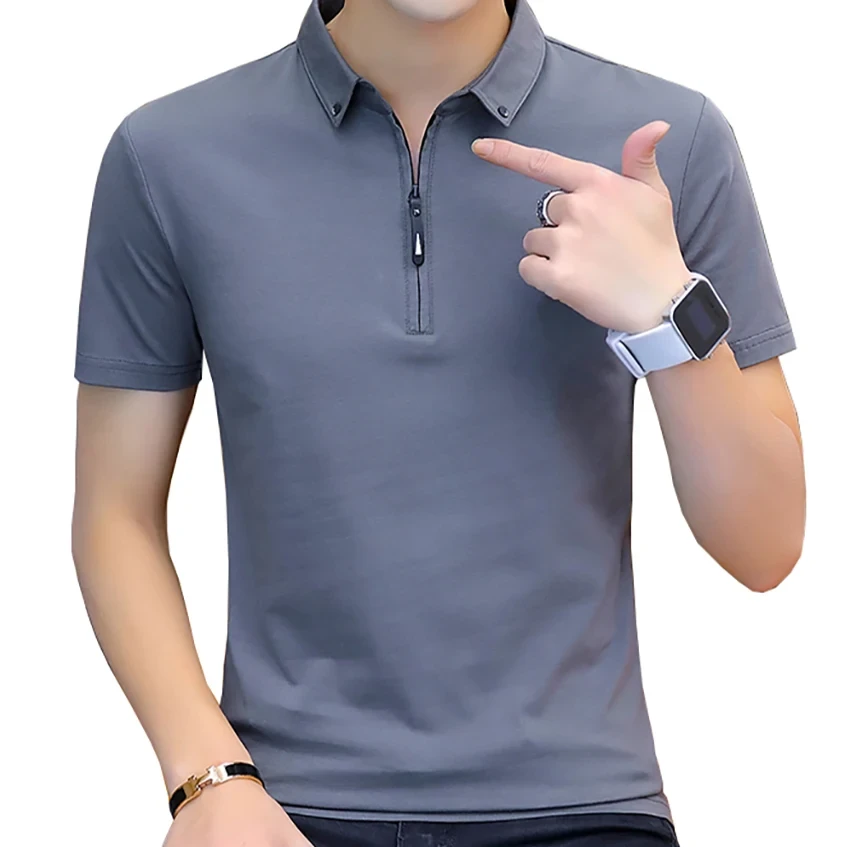 BROWON Summer Fashion 2021 Mens Tshirts Summer Cotton T Shirt Men Short Sleeve Turn-down Collar Korean Style Men T Shirt
