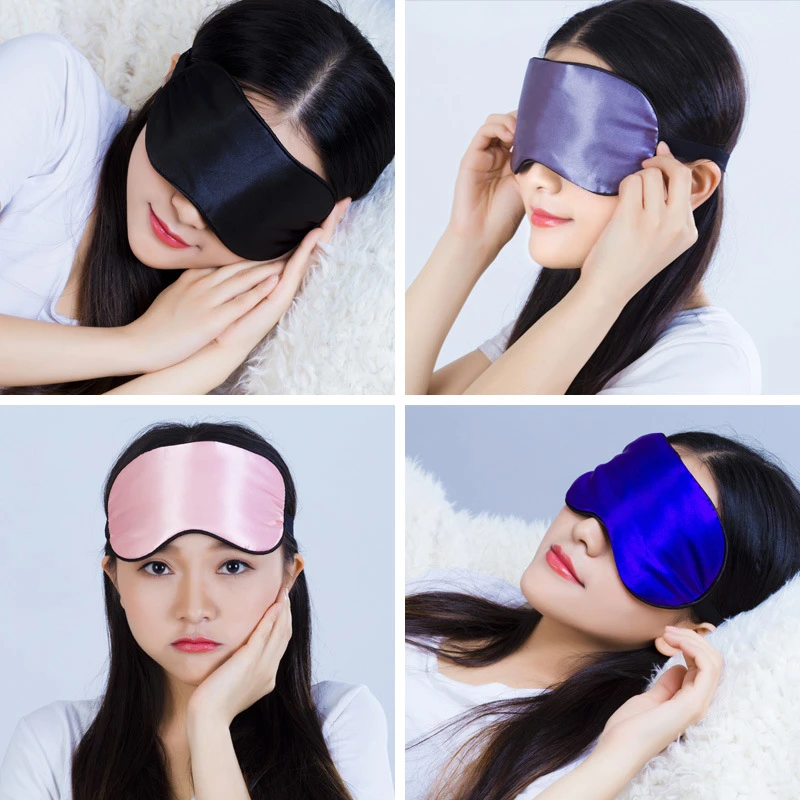 1pcs Eye Cover Imitated Silk Sleep Eye Mask Sleeping Padded Shade Patch Eyemask Blindfolds Women Men Travel Relax Rest