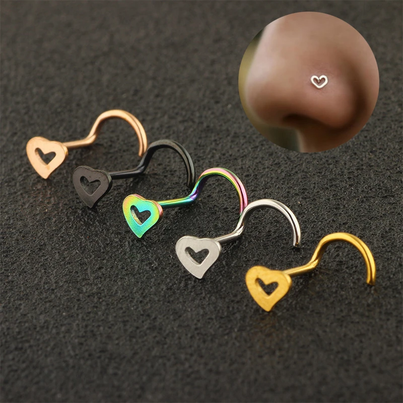 Stainless Steel Heart Shape Nose Clips Nose Piercing Jewelry For Women Daily Party Fashion Body Ring Clip Piercing Nose Rings