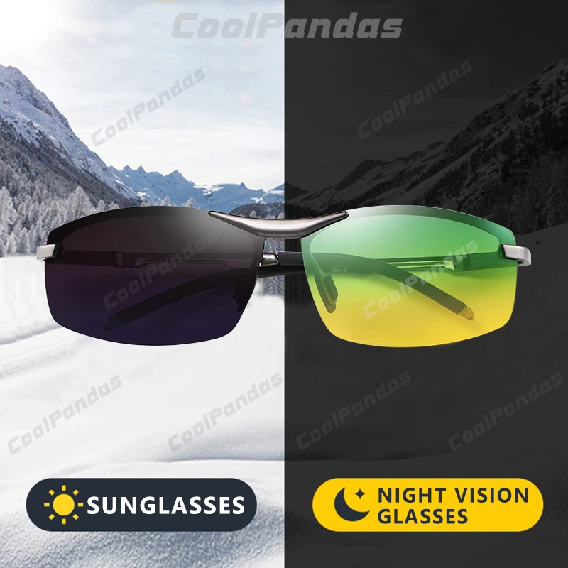 CoolPandas 2021 Photochromic Sunglasses Men Day Night-Vision Polarized Chameleon Glasses Driving UV400 Sun Glasses Oculos De Sol