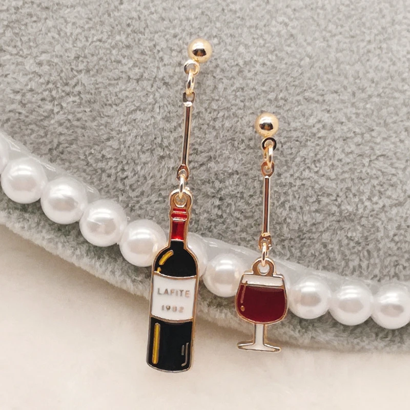 Wine Earrings, Miniature Food Earrings, Miniature Food Jewelry Handmade Jewelry Mini Food Jewelry Gift for wine Lover
