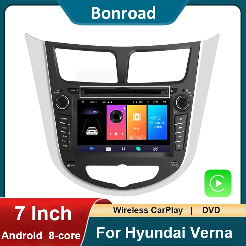 Bonroad Android 10.0 Rom32 Car video Multimedia Player Car DVD For Solaris Verna Accent 2009-2016 Car GPS Radio Video Navigation