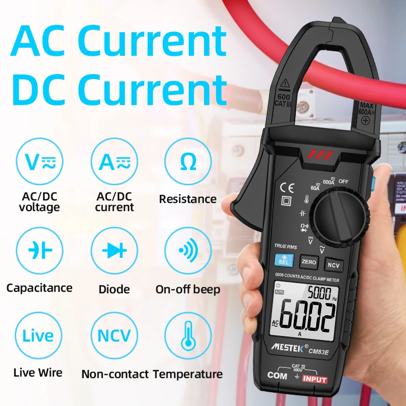 Digital Clamp Meter AC Voltage True RMS CM83D AC/DC 10000 counts CM83C With Temperature Probe NCV High Precision Capacitance