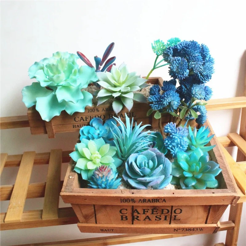 15 Style Artificial Succulent Plants Mini Bonsai Colorful Plants Home Garden Decoration Fake Plants Succulentas DIY Plant Decor