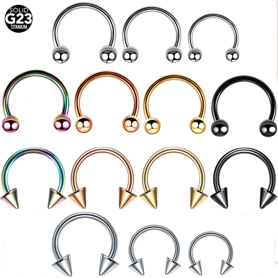 1PC Hot Sale Nose Horseshoe Ring Nose Septum Ring G23 Titanium Circular Piercing Ear Cartilage Tragus Body Jewelry Piercing