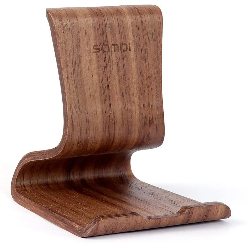 Universal Lazy Holder Wooden Walnut Birch Mobile Phone Stand Holder Tablets Keeper for iOS Android Smart Phone (Walnut)