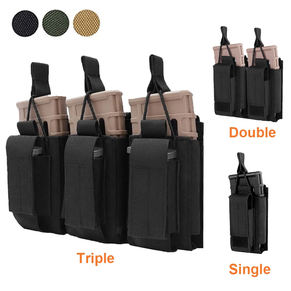 Tactical Molle Magazine Pouch Single/Double/Triple Rifle Pistol Mag Pouch 2-Layer Cartridge Holder for M4 M14 M16 AK AR