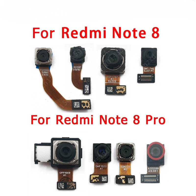 Original Front and Rear Back Camera For Xiaomi Redmi Note 8 Pro Main Facing Camera Module Flex Cable Replacement Spare Parts