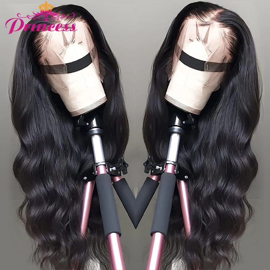 HD Transparent Lace Front Human Hair Wigs PrePlucked 13x6 180% Brazilian Body Wave Lace Frontal Wig With Baby Hair Remy Princess