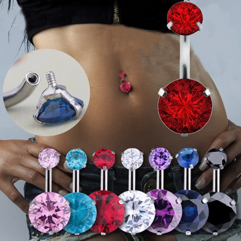 2021 Sexy Crystal Piercing Navel Medical Surgical Steel Rhinestone Bling Belly Button Rings Navel Piercing Ombligo Ball Nombril