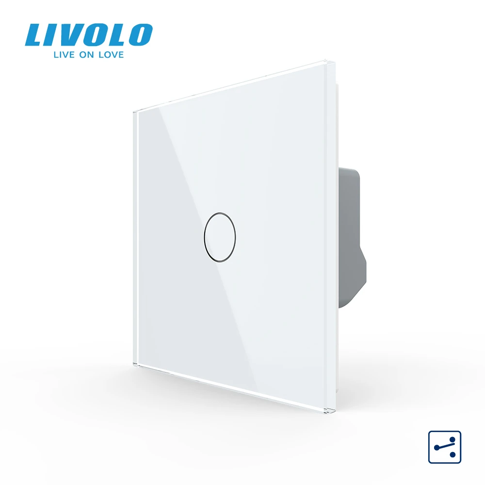 Livolo EU Standard 2 Way Wall Touch Screen Control  Switch, Crystal Glass Panel, 220-250V,cross switch,pass through control