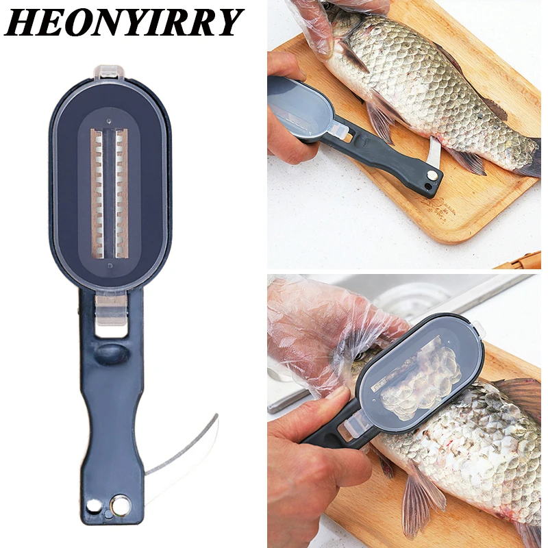 Fish Skin Brush Fast Remove Fish Scale Scraper Planer Tool Fish Scaler Fishing Knife Cleaning Tools Kitchen Cooking Accessorie