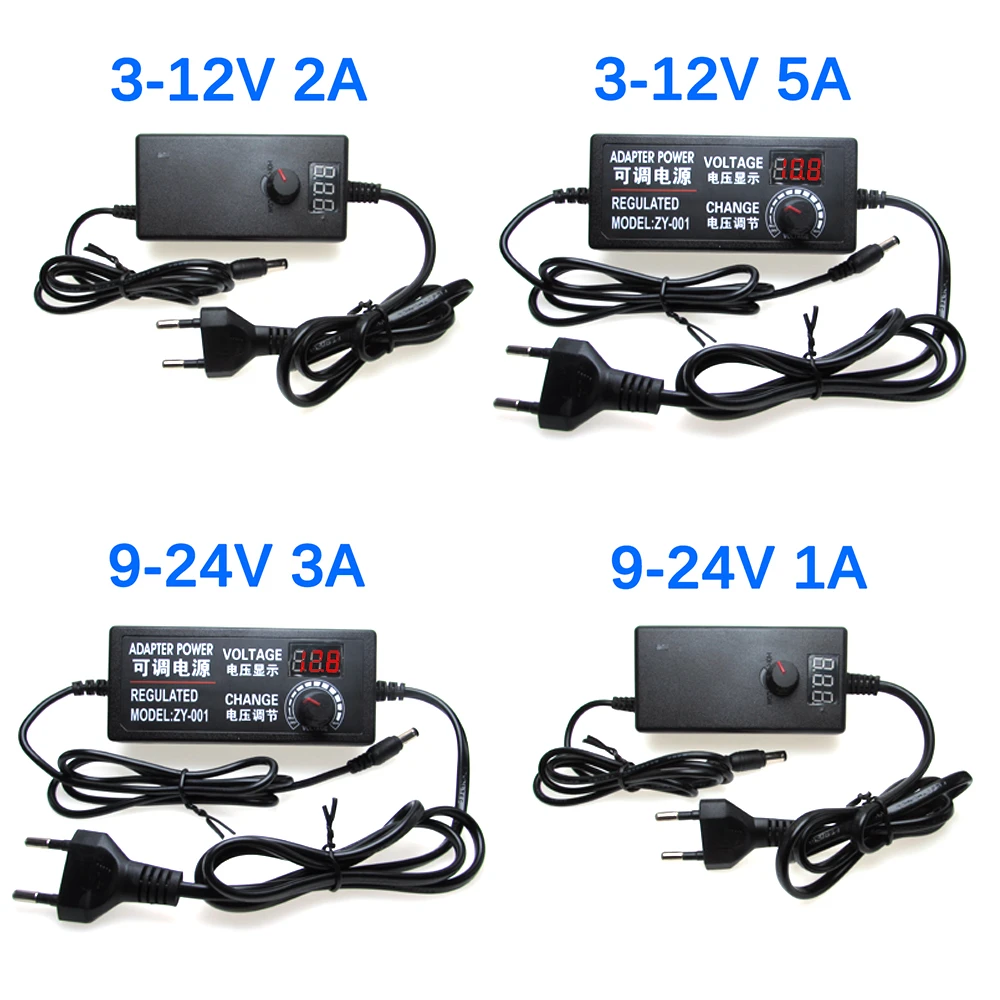 AC DC Adjustable Power Supply 3V 5V 6V 9V 12V 15V 18V 24V 1A 2A 5A AC/DC Switching Power Supply Adapter 220V To 12V 24V 12 24 V