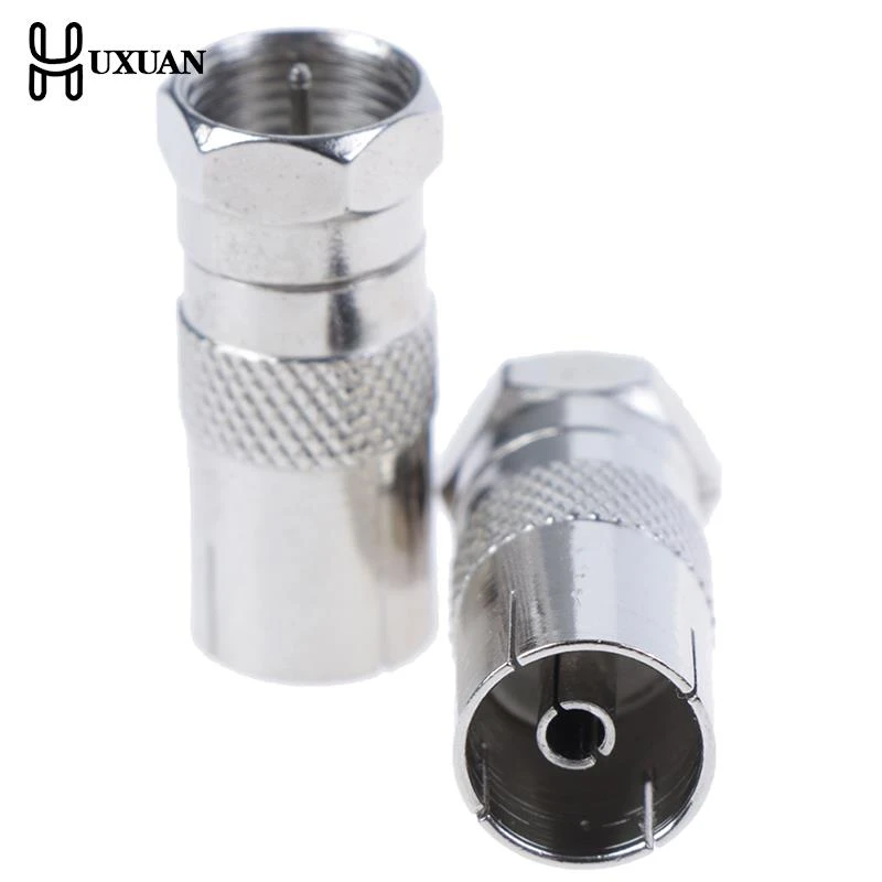 2Pcs F Type Male Plug Connector Socket to RF Coax For TV Aerial Female RF Adapters