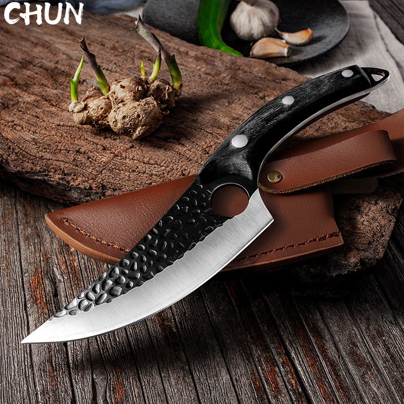 CHUN Handmade Boning Kitchen Knife 5Cr15Mov Stainless Steel Fishing Filleting Knives Set Outdoor Serbian Cooking Butcher Cleaver