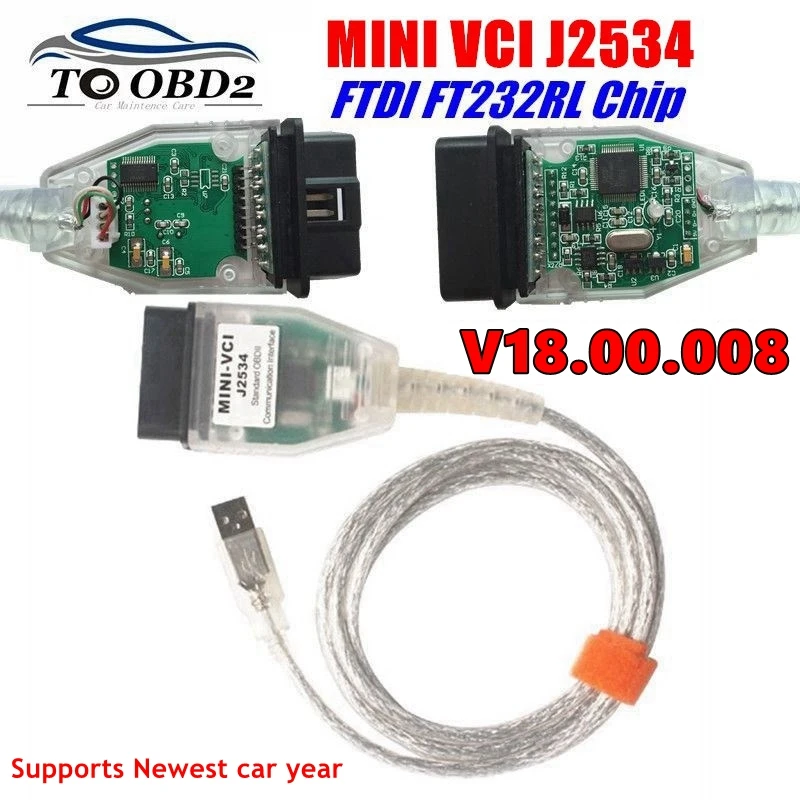 MINI VCI V16.00.017 Latest Version FTDI FT232RL Chip High Performance OBD SAEJ2534 For Toyota/Lexus MINI-VCI TIS Techstream
