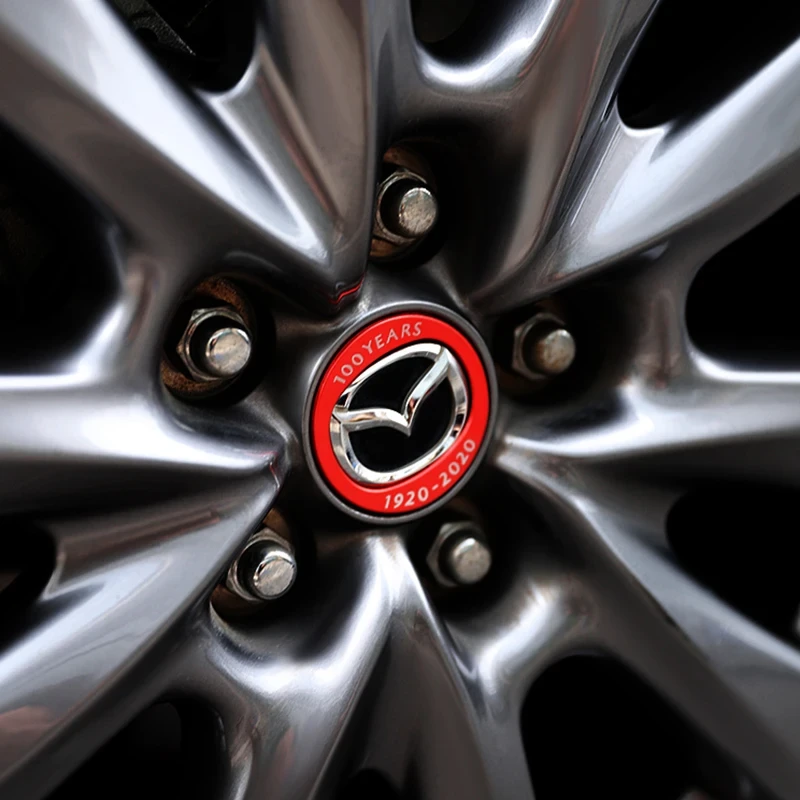 Aluminum Alloy 100 Years Corporation Side Fender Wheel Hub Cover Emblem Sticker for Mazda 3 Axela BP CX-30 Accessories 2020 2021