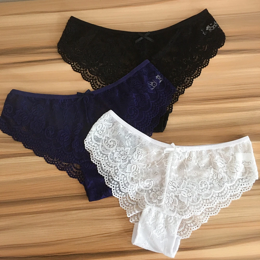 3 Pieces M-XXL Sexy Lace Women Panties Seamless Lingerie Transparent Briefs Female Underwear Woman Underpants Panty Intimates