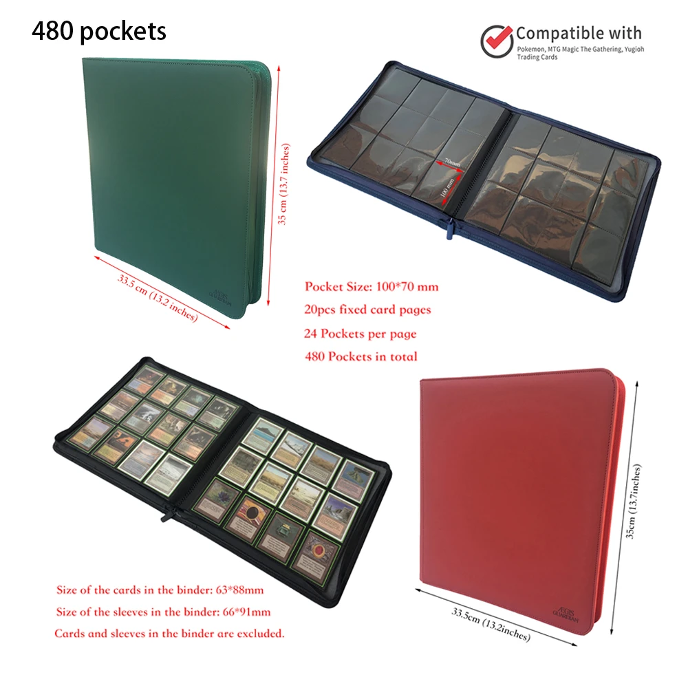 480 Pockets Side Loading Trading Card Binder - Zip Binder Album - 12 Pocket Trading Card Album Folder Card Collector