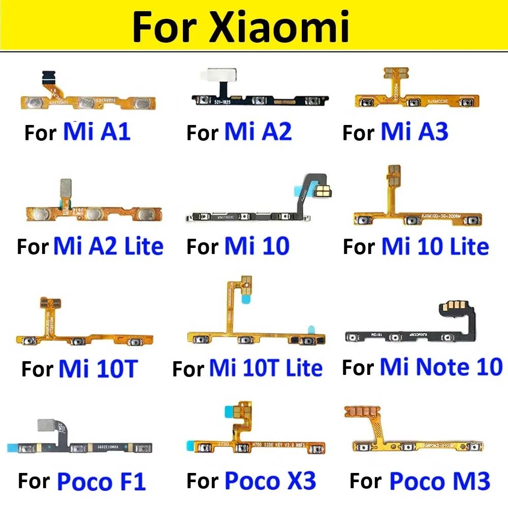 Power On Off Volume Side Button Key Flex Cable For Xiaomi Mi A1 A2 Lite A3 Mi 9 10 10T 11 Lite Pro Mi Note 10 Pro Poco F1 X3 M3