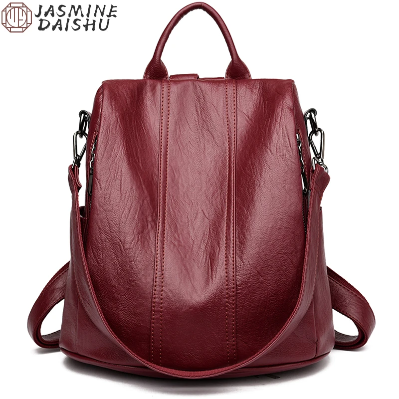 Women Waterproof Anti-theft Leather Backpacks Bags For Girls Female Shoulder Bag Multifunction Traveling Backpack Mochilas