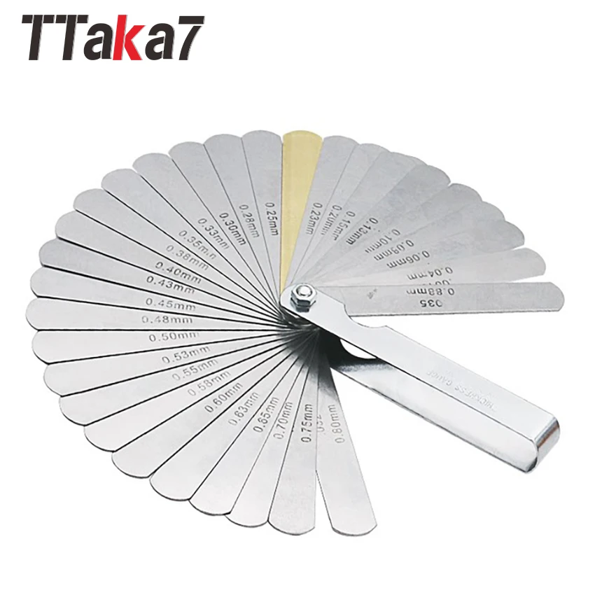 TTAKA7 32 Blades Feeler Gauge Metric Gap Filler 0.04-0.88mm Thickness Gage For Measurment Tool