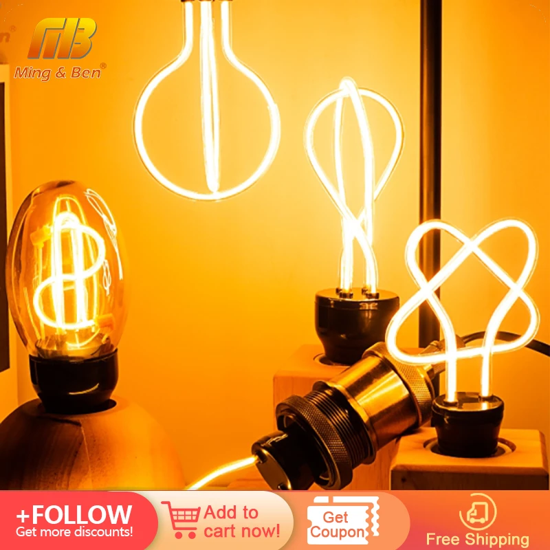 Retro LED Edison Bulb 220V 230V E27 LED Soft Filament Light Bulb Home Lamp Ampoule Incandescent Bulb Holiday Lighting Decor