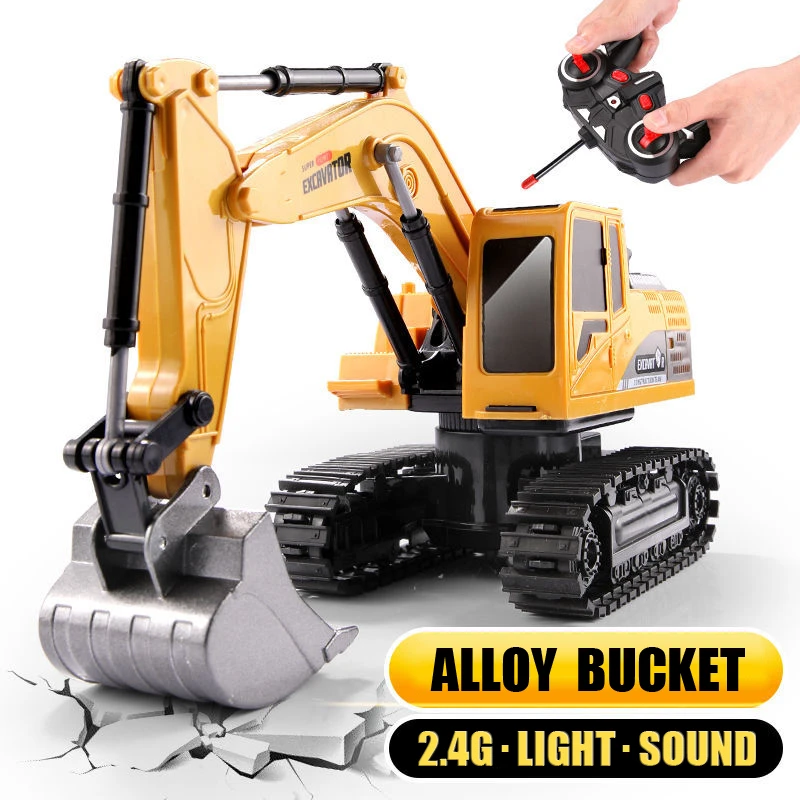 2.4Ghz 1:24 RC Excavator Toy 6 Channel RC Engineering Car Alloy And Plastic Excavator 6CH And 5CH RTR For Kids Christmas Gift